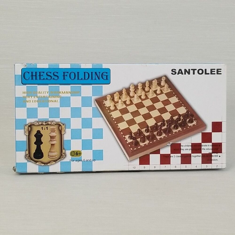 Vtg Santolee Folding Travel Chess Game Magnetic NOB
